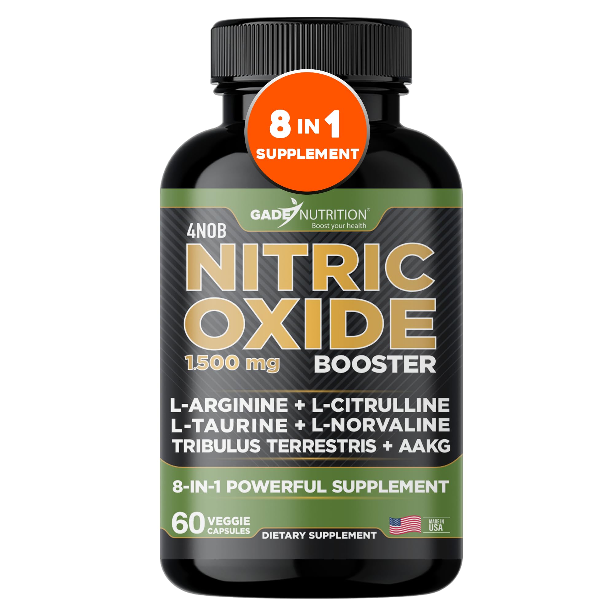 Gade Nutrition Nitric Oxide Supplement - L Arginine Capsules – Helps to Improve Energy, Endurance & Performance - Pre Workout - Muscle Builder - with All Essential Amino Acid and Maca Root