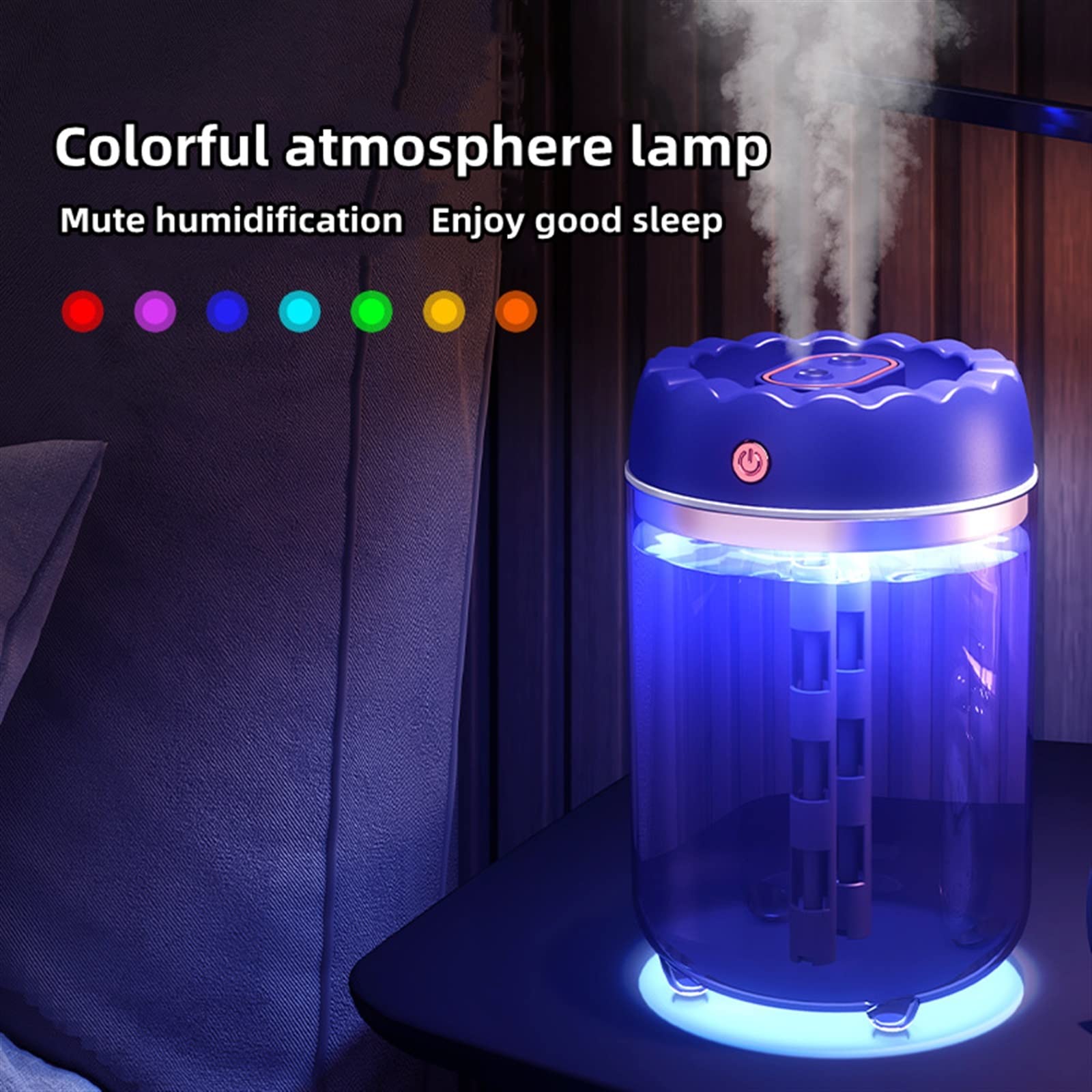 Nawilżacz 1800ML domowy elektryczny nawilżacz powietrza o dużej pojemności USB podwójna dysza ultradźwiękowy Aroma Mist Maker Fogger z dyfuzorem światła LED(Green)