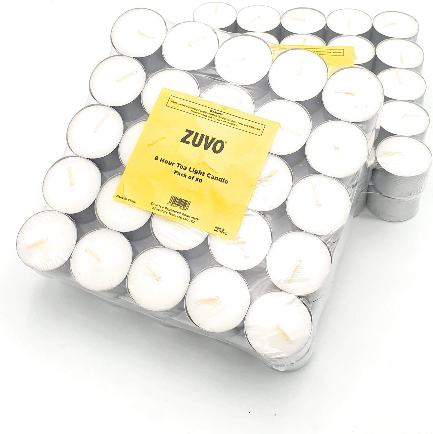 8 hour Tea lights Candles (100 Pack) White Long Lasting Tea Lights