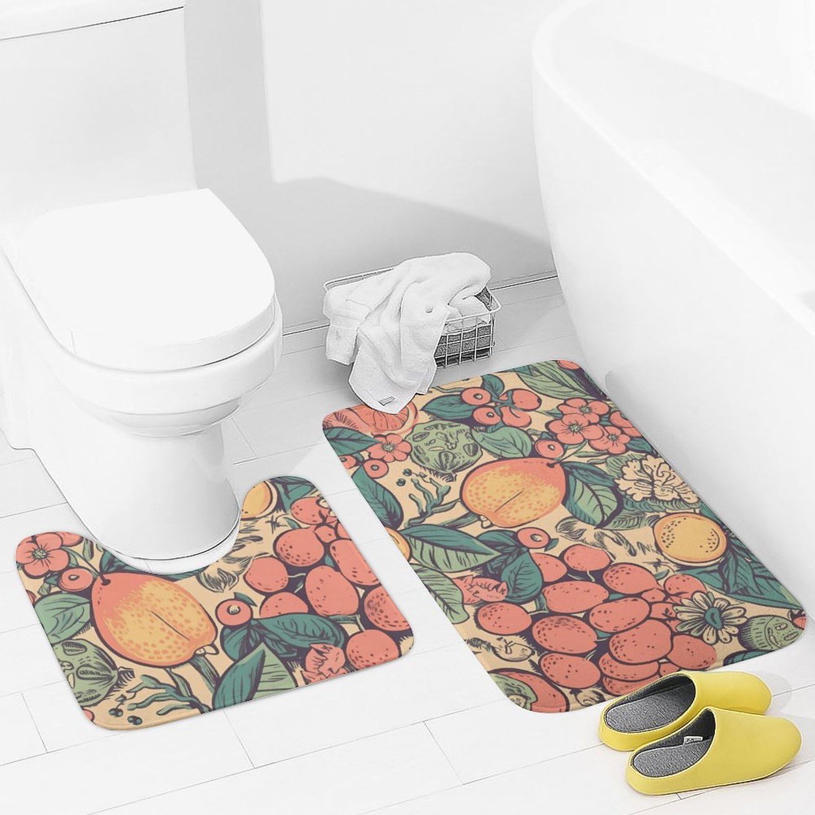 Tapis de bain microfibre fruits pour une sortie de douche douce et sécurisée