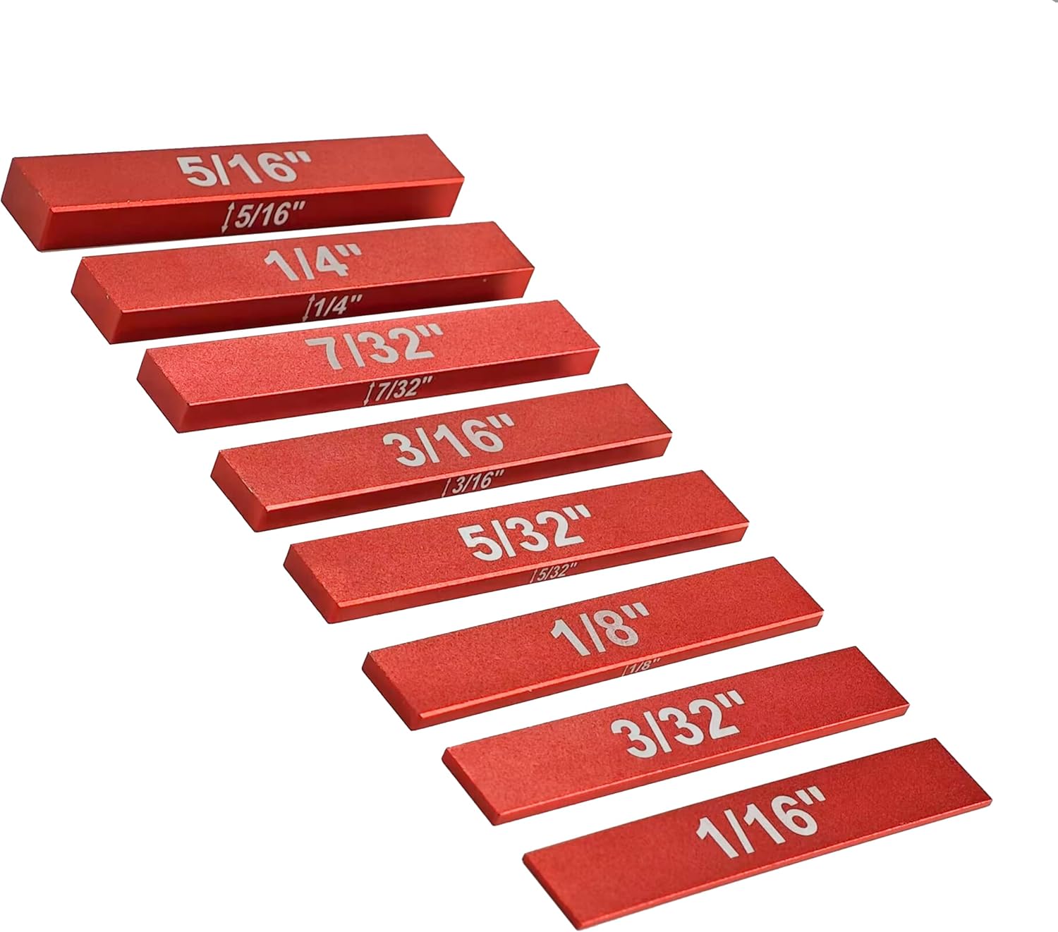 HFS(R) Setup Blocks Height Gauge Set Aluminum Alloy Setup Bars Kit for Table Saw Woodworking 15pcs Red Inch
