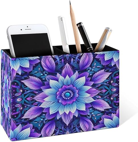 Miniatura 20 de Famame Soporte para lápices de dos ciervos y río de otoño para escritorio, contenedor de escritorio de cuero, para guardar bolígrafos, mesa de Dos