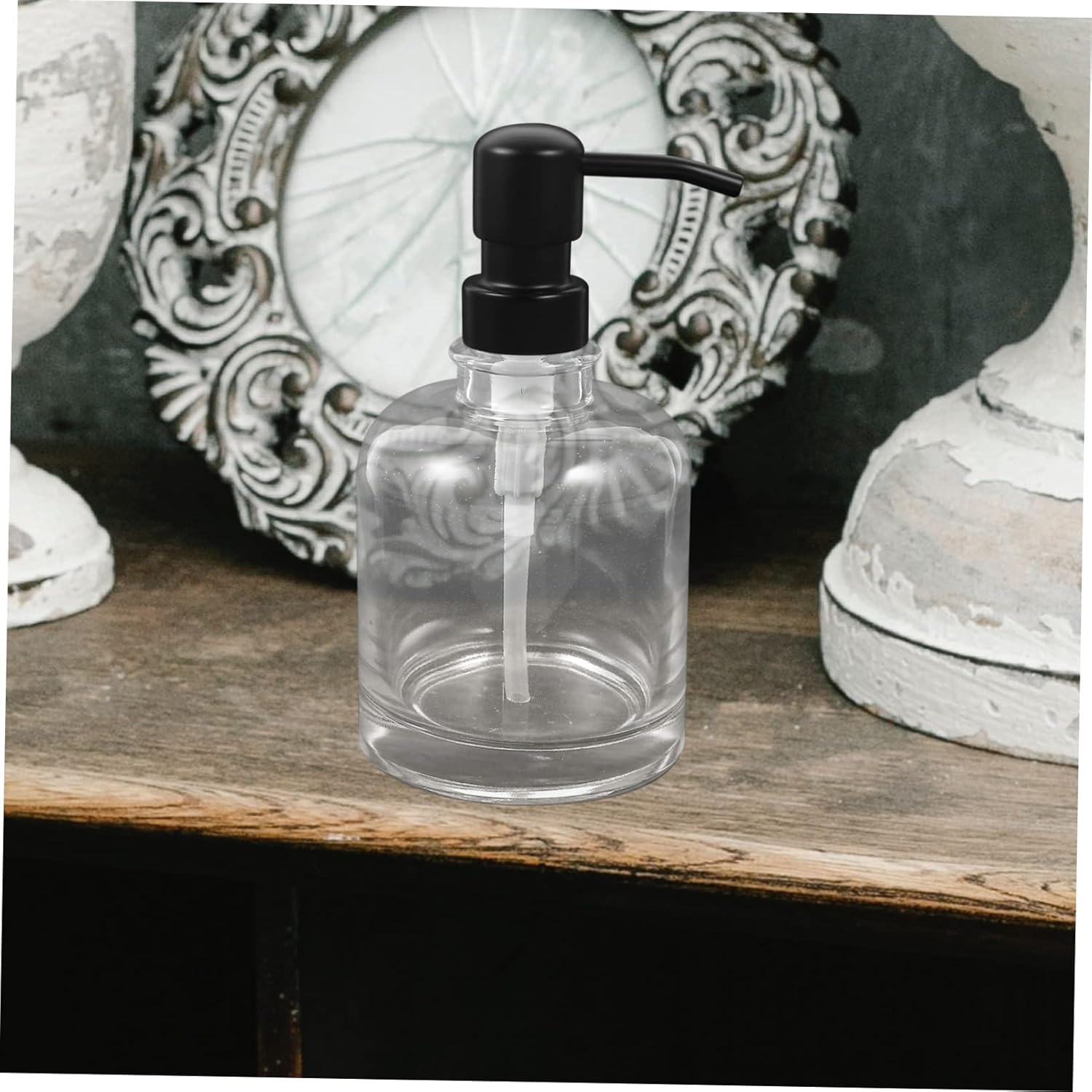 OUNONA 2Pcs Transparent Glass Soap Dispenser Bottle with Stainless Steel Pump Rust Press Type Lotion Container for Shampoo and Liquid Soap Reusable Household Pump Bottles