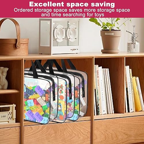 Miniatura 6 de Paquete de 6 bolsas de almacenamiento de juguetes extragrandes de PVC con cremallera, almacenamiento de juegos de mesa de PVC transparente,