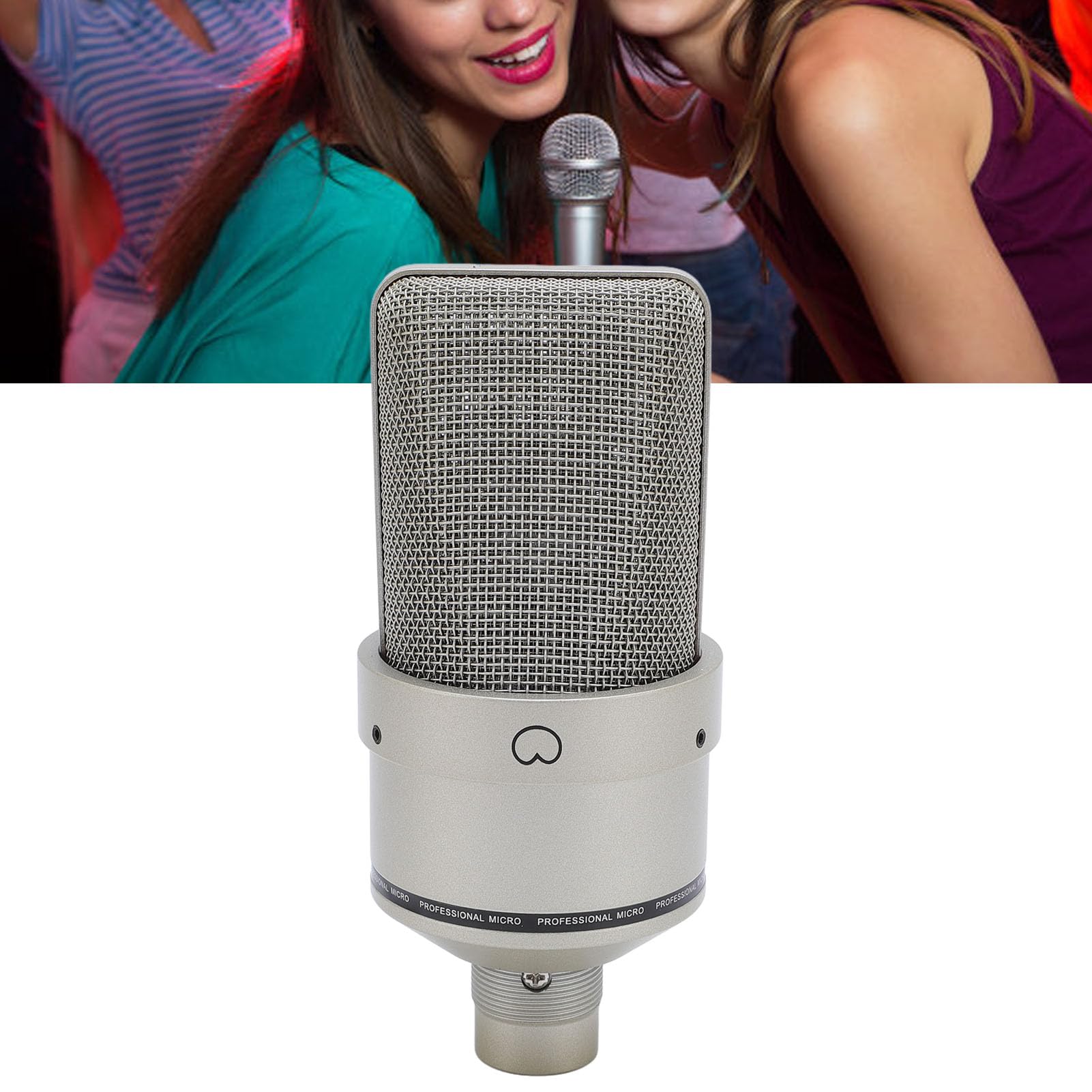 Luocute Professionelles Studio-Kondensatormikrofon mit 26-mm-Membran, Nierencharakteristik, Spinne, XLR-Kabel und Windschutz für Podcast-Aufnahmen und Streaming. (Gold)