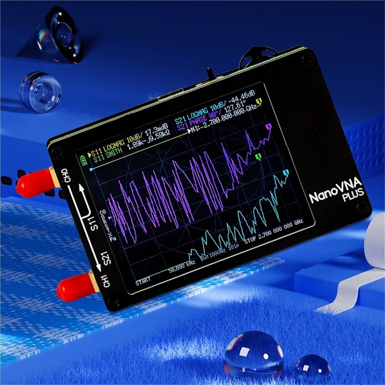 Analizzatore di rete, Analizzatore di spettro MF VHF UHF 50Khz-2.7Ghz Strumento misurazione a riflessione a rete test 'antenna,per la diagnostica dei cavi di rete
