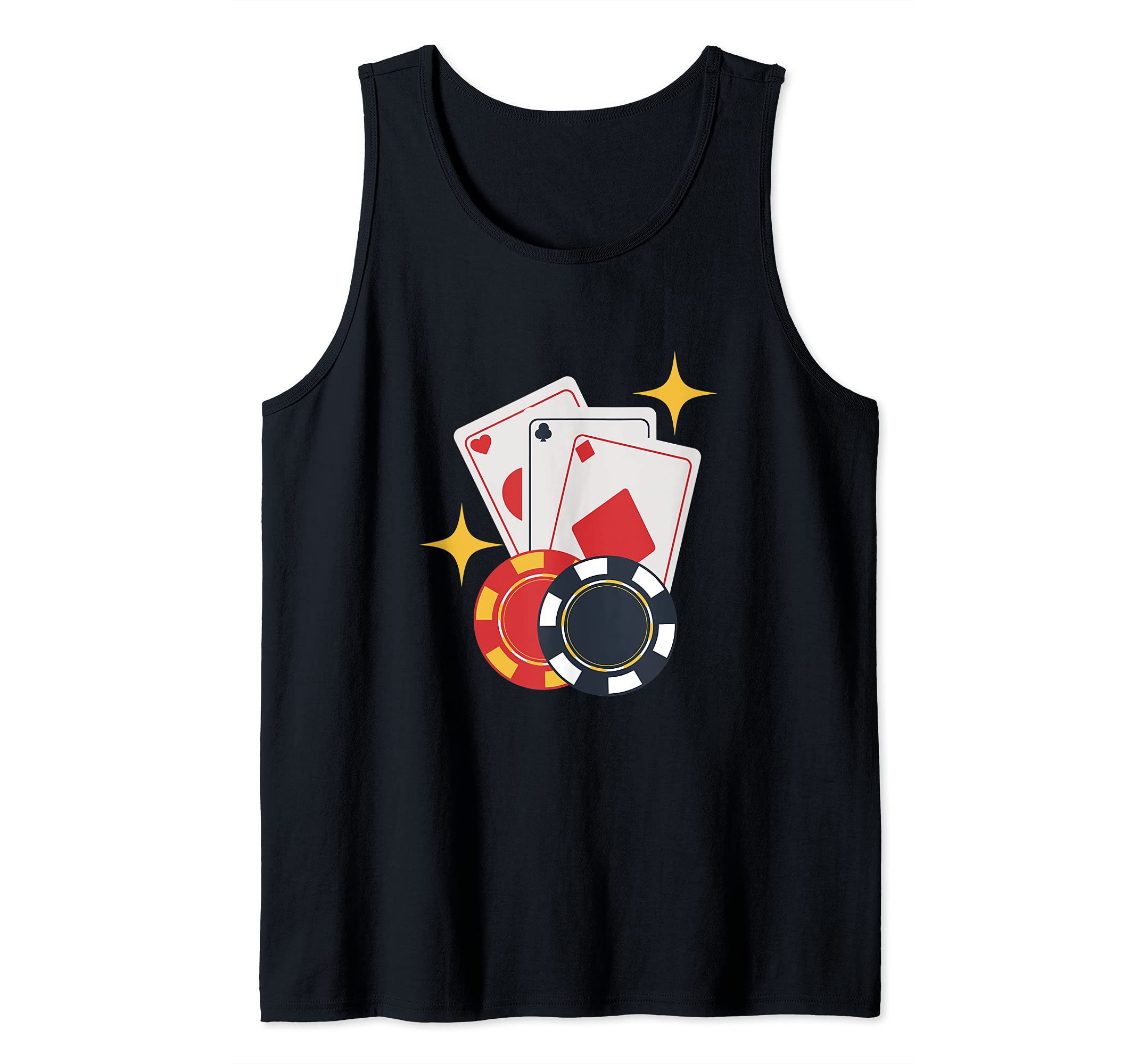 Mens Funny Cards And Chips Design Poker Player Gambling Tank Top, Black