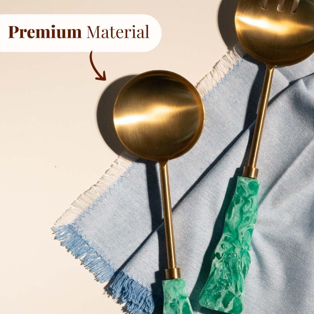 Folkulture Resin Salad Servers - Aqua Teal -2