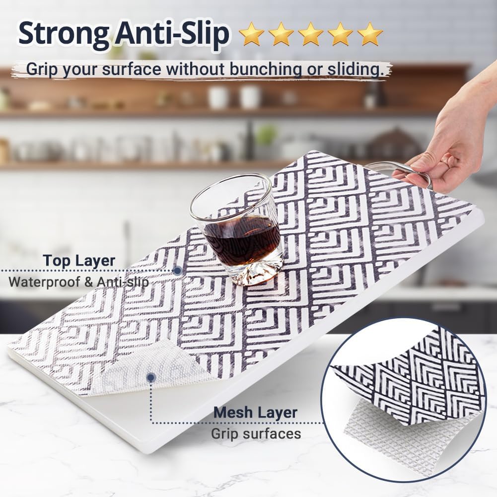 Grip Shelf Liners, Non-Slip Drawer Protector Liner, Non Adhesive Shelves Mat Thickened Plastic Protection for Kitchen Cabinets Cupboards Dresser Pantry Bathroom Office, 11.8in x 20ft