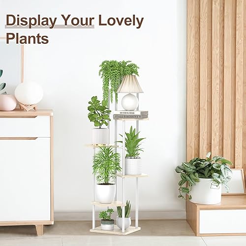 Miniatura 7 de Soporte para plantas de 6 niveles alto para interiores, estante vertical de madera de metal grande para múltiples niveles, soporte para orquídeas