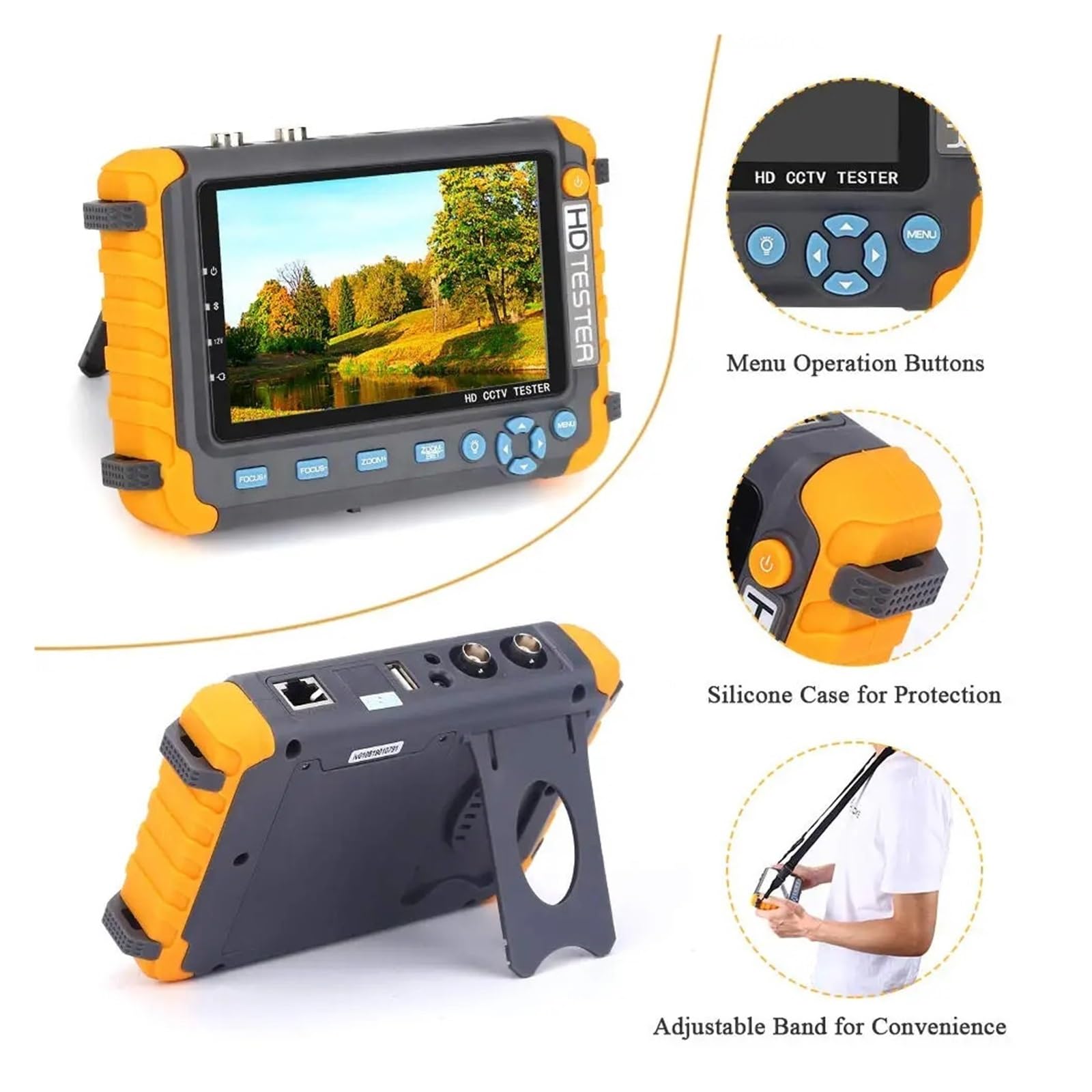 Tester per telecamere IP, 5 Pollici IV8W CCTV Tester 8MP AHD TVI CVI CCTV Tester A Macchina Fotografica Mini Monitor Video Telecamere Tester AHD CVBS Monitor Poe Tester Strumenti Corpo piccolo, portat