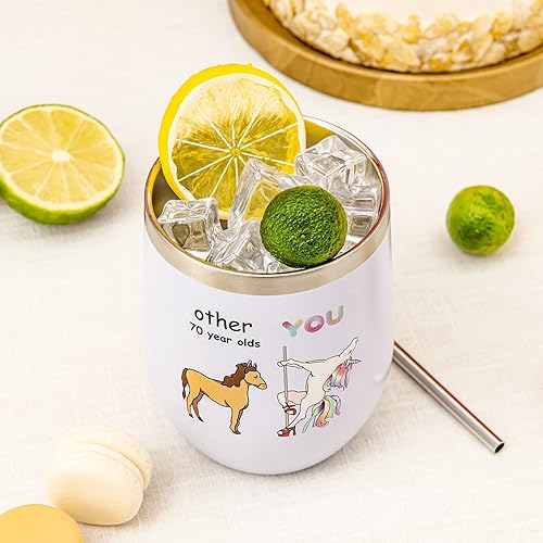 Miniatura 6 de Crisky Regalos de cumpleaños número 40 para mujeres amigas, regalos de cumpleaños 40 para mujeres, vaso de vino de unicornio divertido de 12 onzas