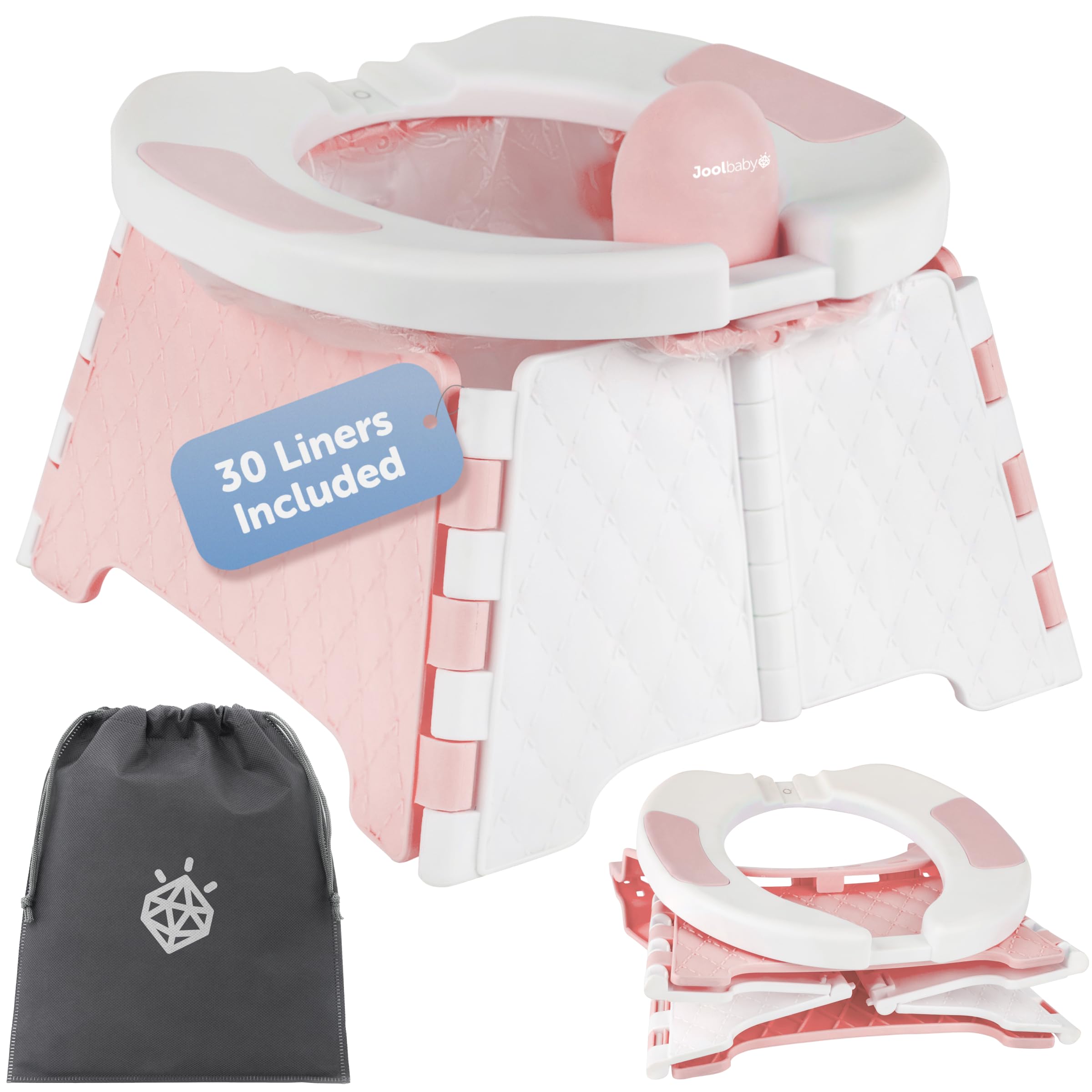Photo 1 of Jool Baby Portable Potty Training Chair with Travel Bag and 30 Liners, Foldable, Indoor/Outdoor Use, Camping (Pink)