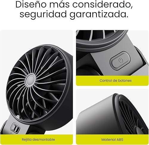 Miniatura 9 de JISULIFE Ventilador de mano Life7 - Máxima flexibilidad motor de alta potencia, pantalla LED, 19.5 horas de refrigeración, 5000mAh recargable, 5