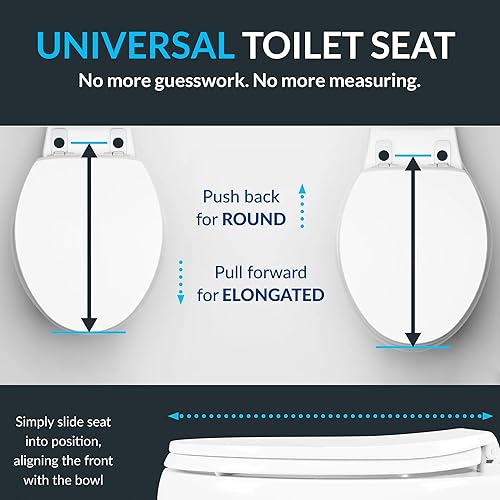 Miniatura 17 de Mayfair Caswell Modern - Asiento de inodoro de cierre lento, plástico duradero, alargado, blanco, paquete de 4