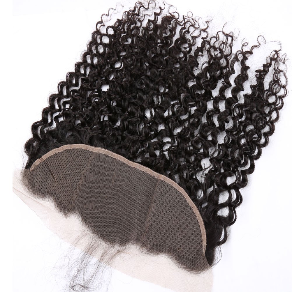 13x4 Lace Frontal Closure with Baby Hair Ear to Ear Free Part Brazilian Virgin Human Hair Curly Wave Human Hair Frontal (Natural Color,14inch)