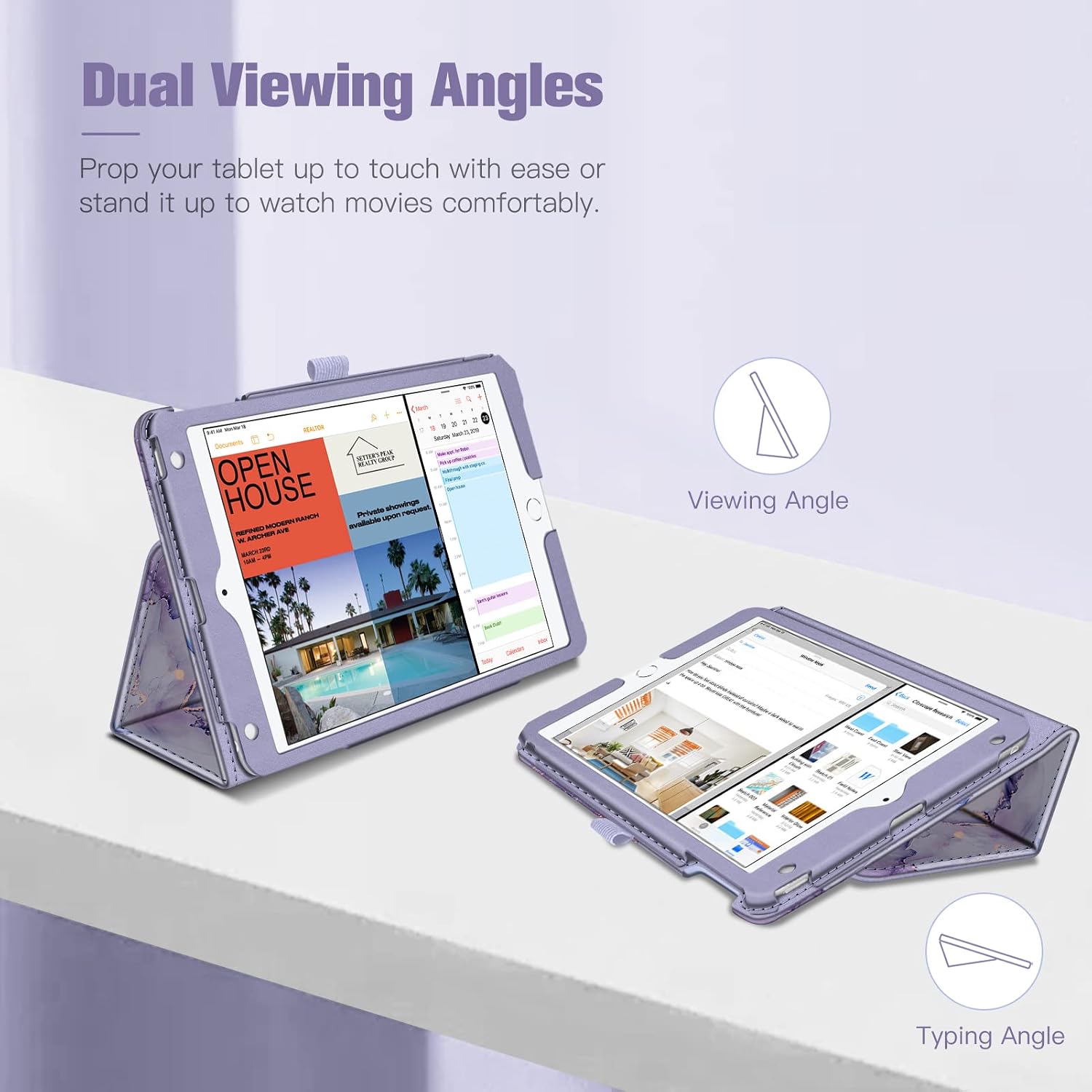 Fintie Case for iPad Mini 5 (2019) / iPad Mini 4 - [Corner Protection] PU Leather Folio Stand Cover with Pencil Holder, Auto Sleep/Wake for iPad Mini 5th Generation/iPad Mini 4, Lilac Marble