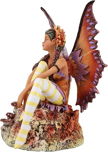 Miniatura 7 de Ebros Gift Amy Brown FAE Garden Fantasy Fall Ebony Fairy Sentado en la Roca Otoño Vientos Figura Coleccionable Midsummer Night Dream Romance Hada