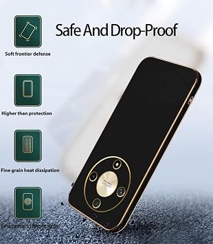 Honor Magic 8 Lite ケース シリコン 耐衝撃ケース、Honor Magic 8 Lite スマホケース スリムメッキ かわいい保護カバーブラック