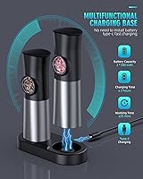 Vista 2 de Gravity - Juego de molinillo eléctrico de sal y pimienta, amoladora automática recargable por USB, gran capacidad, finura ajustable, operación