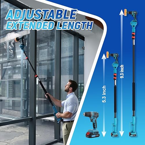 Miniatura 2 de Herramientas de limpieza telescópicas inalámbricas y taladro eléctrico con 2 baterías máximas de 20 V y cargador de 2.0 A, taladro de poste
