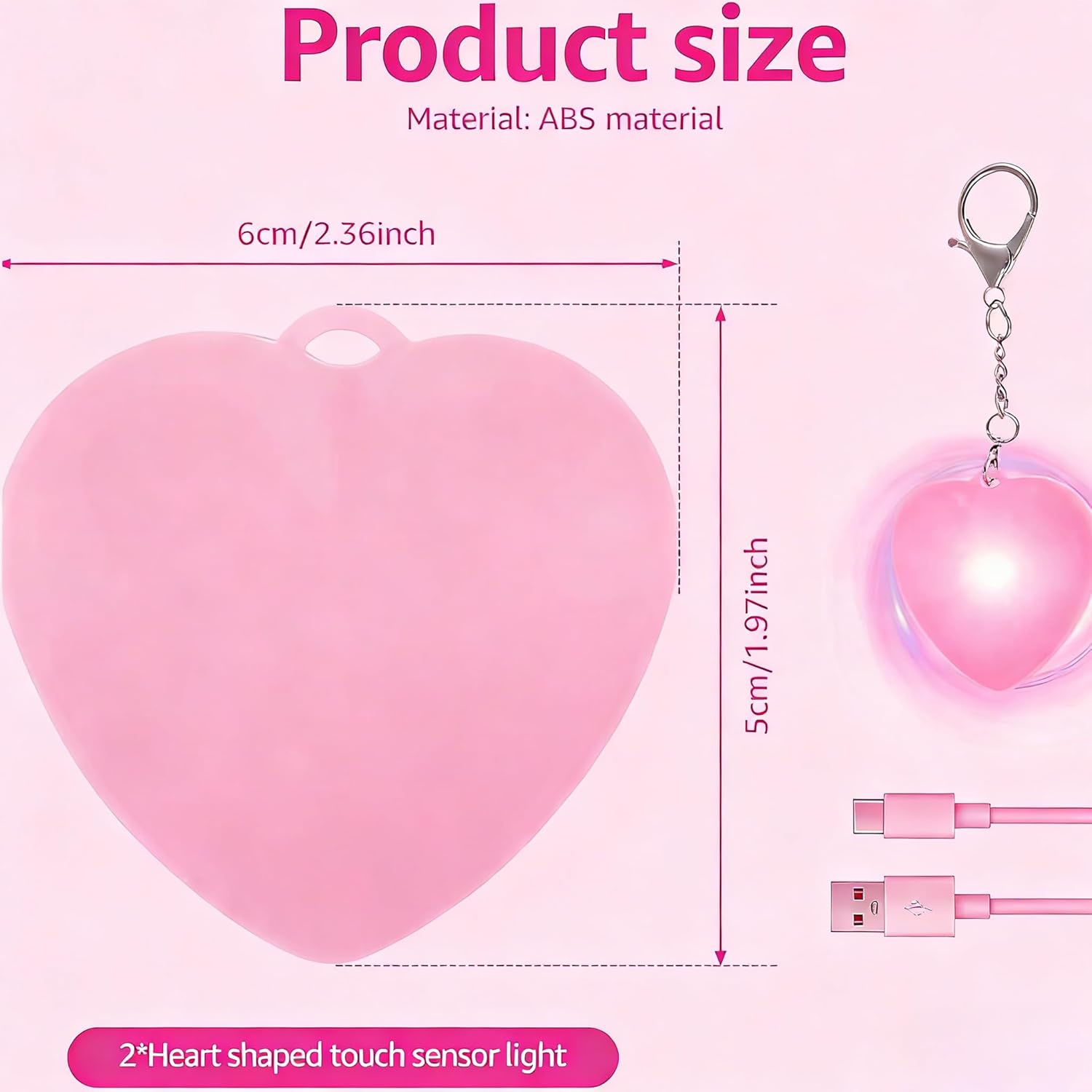 2pcs Purse Glow Heart Light - Automatic Sensor Purse Lamp, Touch Activated Handbag Light, Portable Handbag Night Light, Heart Shaped Purse Lamp for Purse Women Girls Mother Friends (White) - Image 2