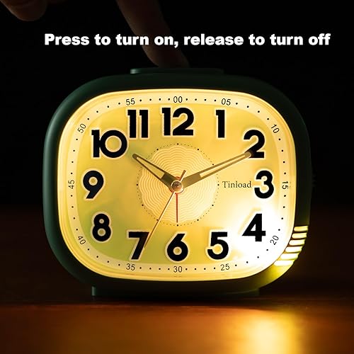 Miniatura 6 de Reloj despertador fuerte para adultos que duermen pesados, silencioso, sin tictac, funciona con pilas, esfera que brilla en la oscuridad, iluminado