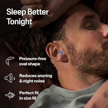 Alpine SleepDeep Earplugs for Sleeping Side Sleepers & Snoring Ultra-Soft Noise Reducing Earplugs 27dB NRR Hypoallergenic, Silicone-Free 1 Pair (M)