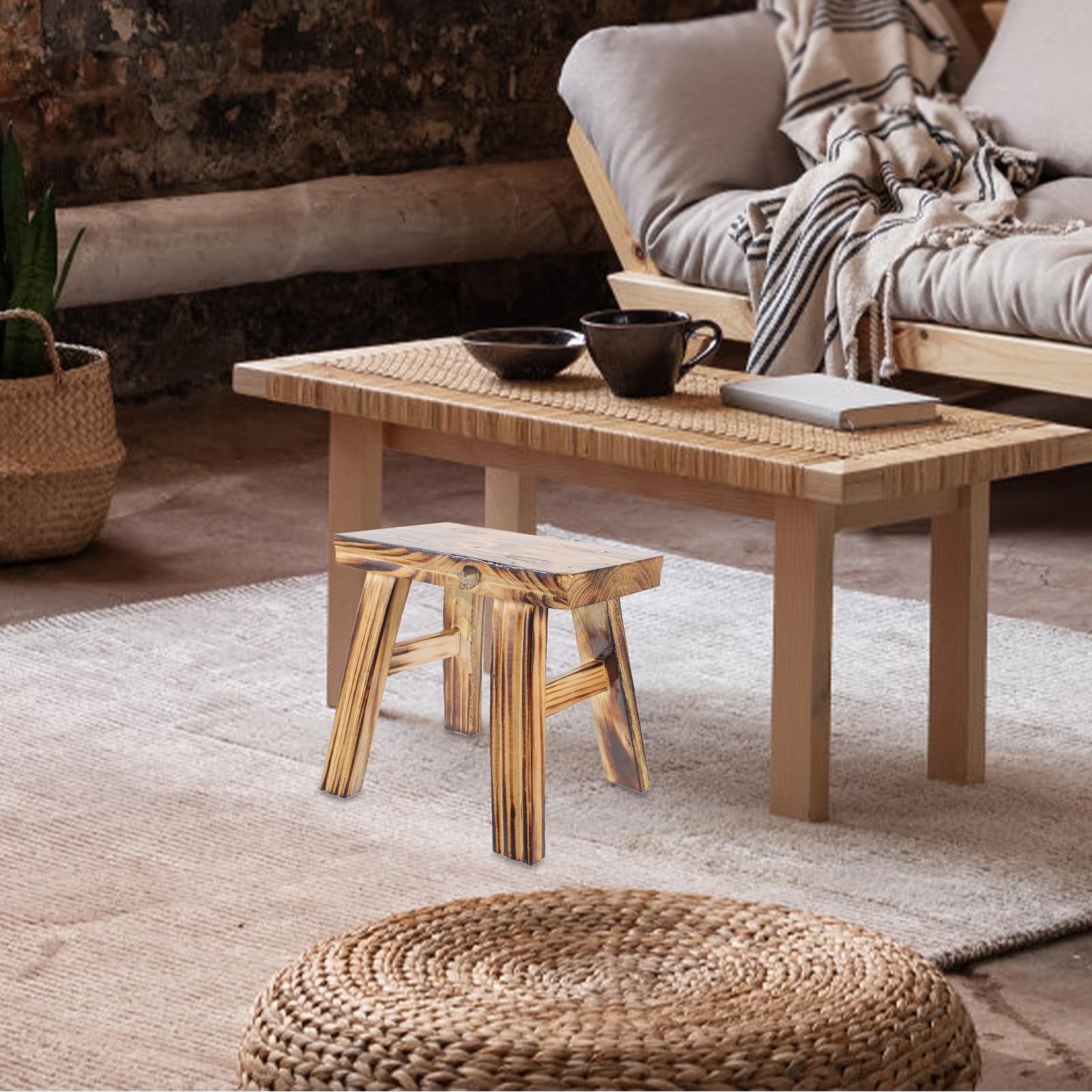 GARVALON Taburete Infantil Taburete Pequeño Cómodo de Madera Maciza Ligero y Fácil de Limpiar Adecuado para Baño y Tocador para Niños y Padres
