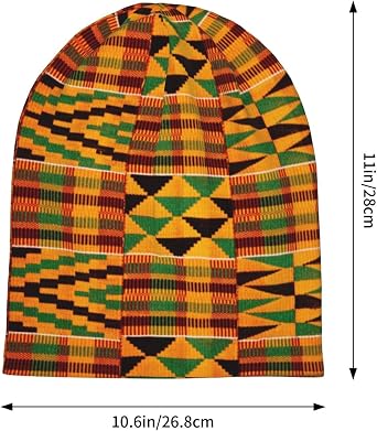 Colorful African Patten Soft Skull Cap Stretch Beanie Hat for Men Women | Winter Slouchy Warm Ski Cap