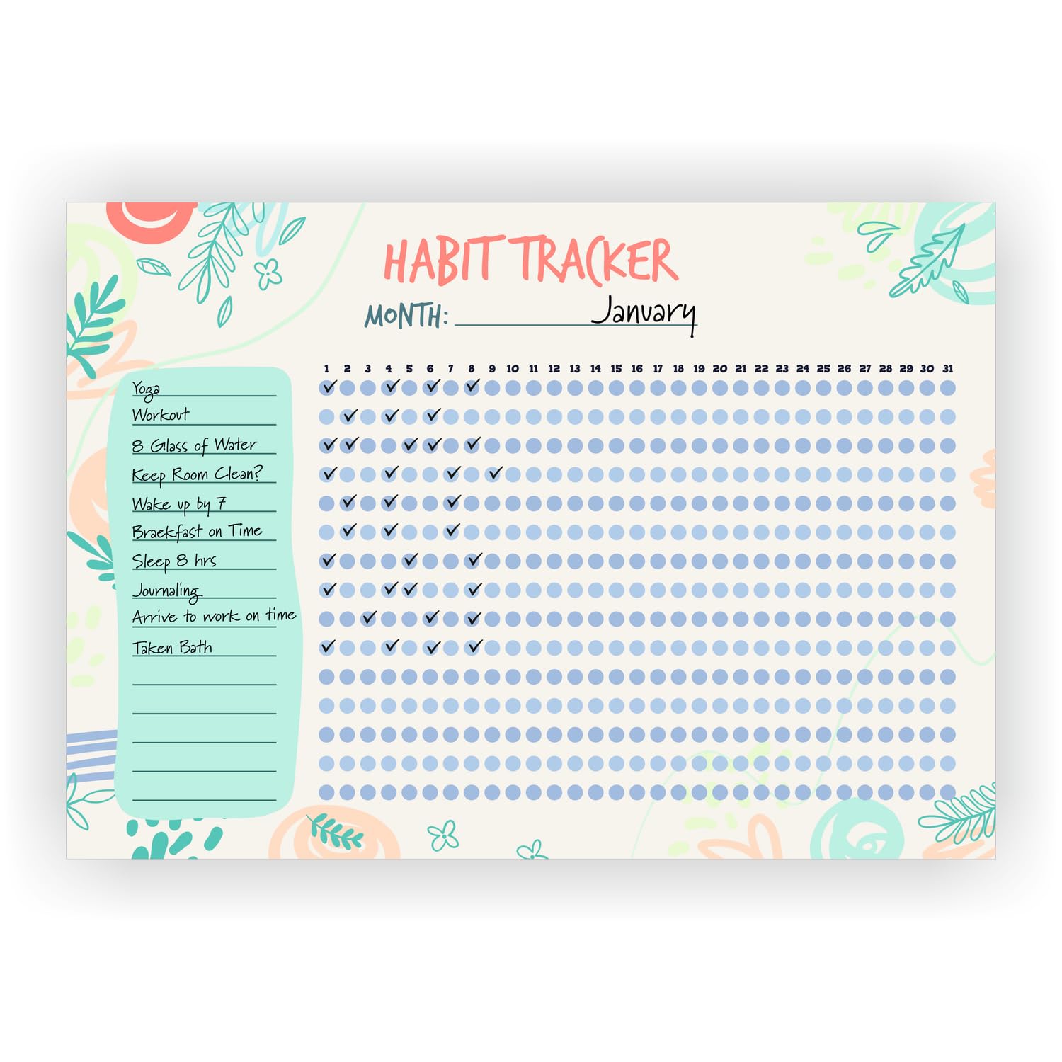 Kelenate® (Rectangle) Habit Tracker Calendar - Inspirational Habit Journal - 12 Sheets Daily Habit Tracker Journal and Goal Board - Motivational Goal Journal - Great Tool For Productivity And Workout (Design-13)-picture-45
