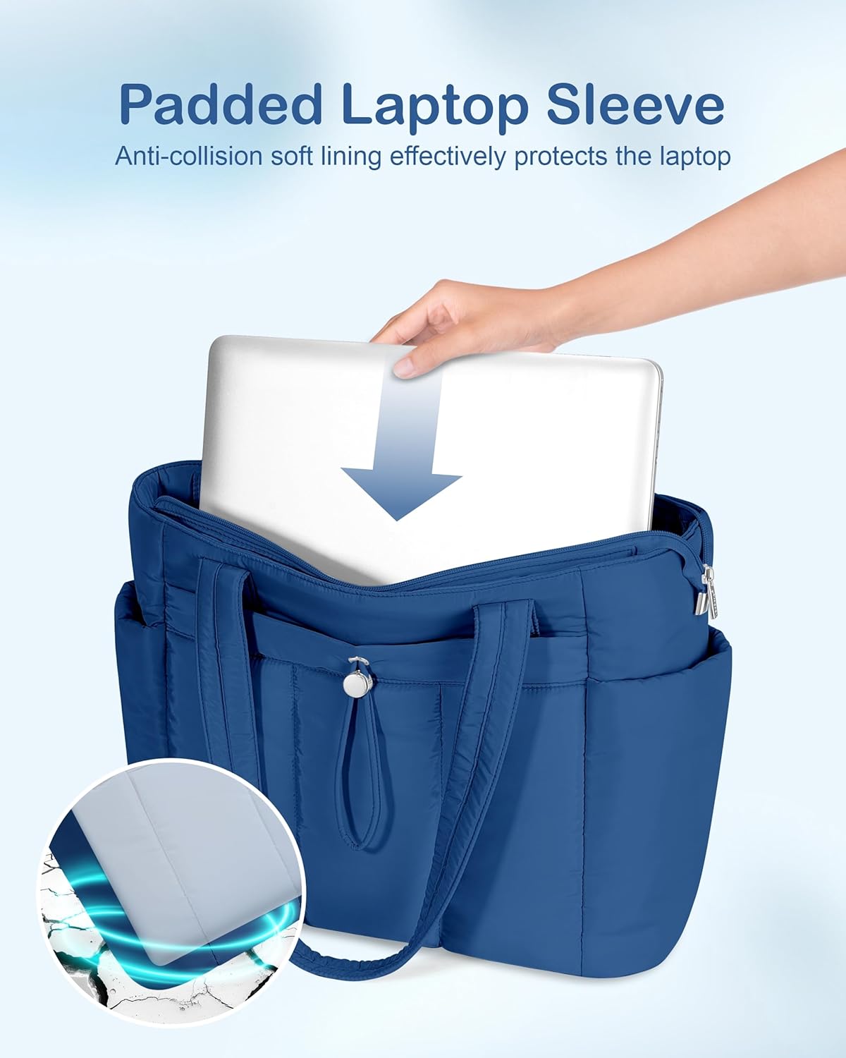 TOPDesign Puffy Tote Bag for Women with Cup Holder & Laptop Compartment & Cosmetic Bag & Trolley Sleeve for Work, Travel - Image 6