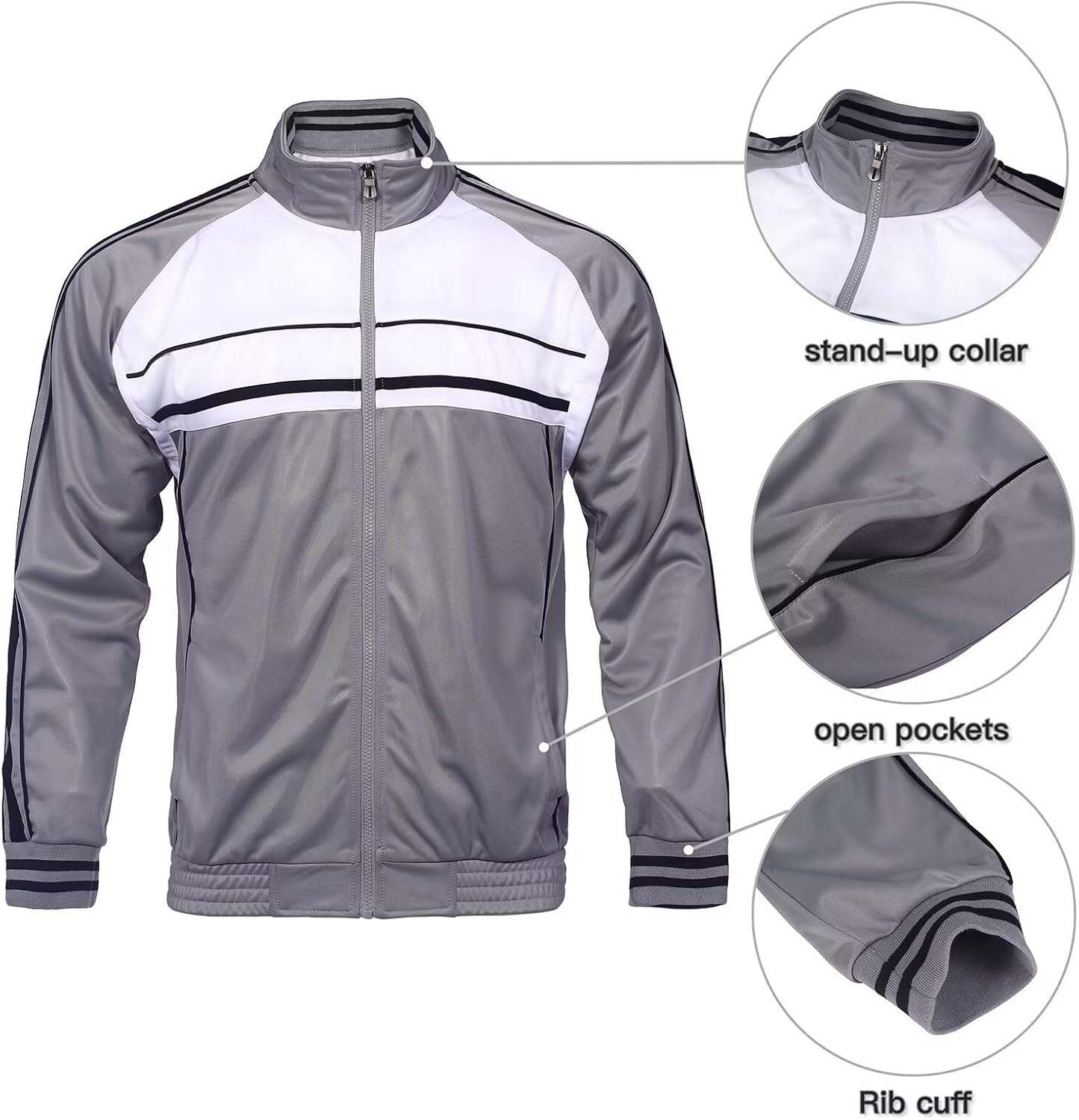 Mens Tracksuit set Classic Striped jogger sweat suit outfit 2 pieces for big tall men outdoor activewear