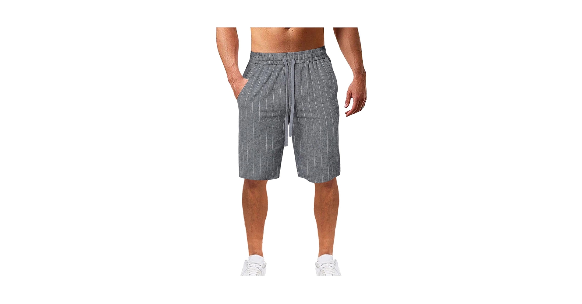 パンツ [RANCLIC] pocket tucked shorts Wankang Mens Striped Shorts Casual Summer Cotton Linen Pants