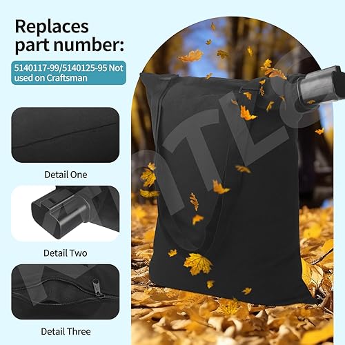 Miniatura 3 de 5140125-95 Soplador de hojas al vacío VAC Bolsa de hombro para Black & Decker reemplaza 5140117-99, se adapta a BV2900 BV3100, 5140117-99 Bolsa de