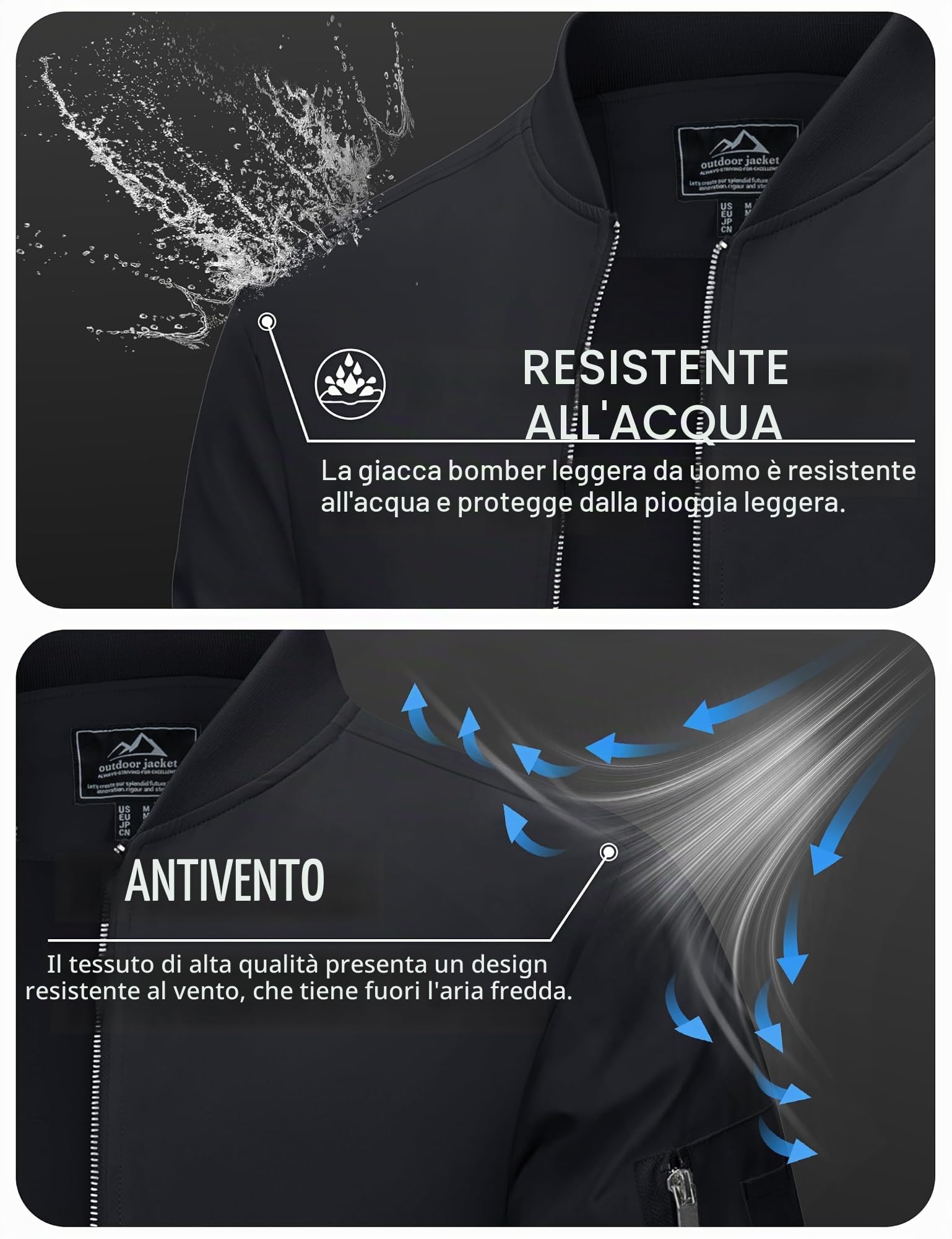 MAGCOMSEN Giacca militare da uomo da combattimento militare, da uomo, con chiusura a cerniera, XL, colore verde militare