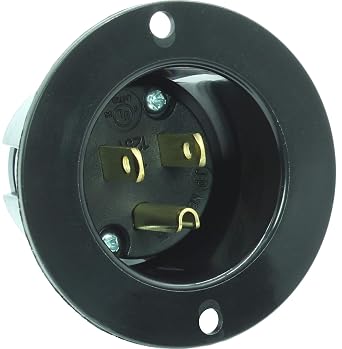Journeyman-Pro 5278 15 Amp 120-125 Volt, NEMA 5-15 Flanged Inlet, Black Commercial Grade, 2 Pole-3 Wire, Straight Blade Plug Charger Receptacle 10-Pack w/No Covers