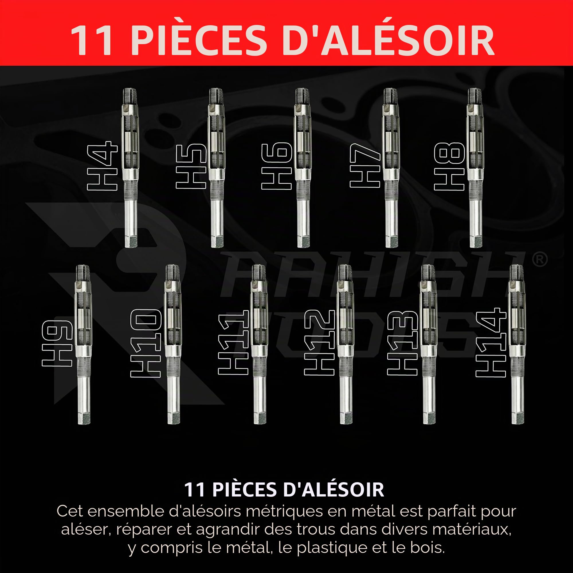 Alésoir manuel réglable H4 à H14 Tailles – 15/32" à 1-1/2" Outil d'alésage pour une finition précise des trous avec 6 lames en acier au carbone – Outils à main pour métal et bois – 11,90