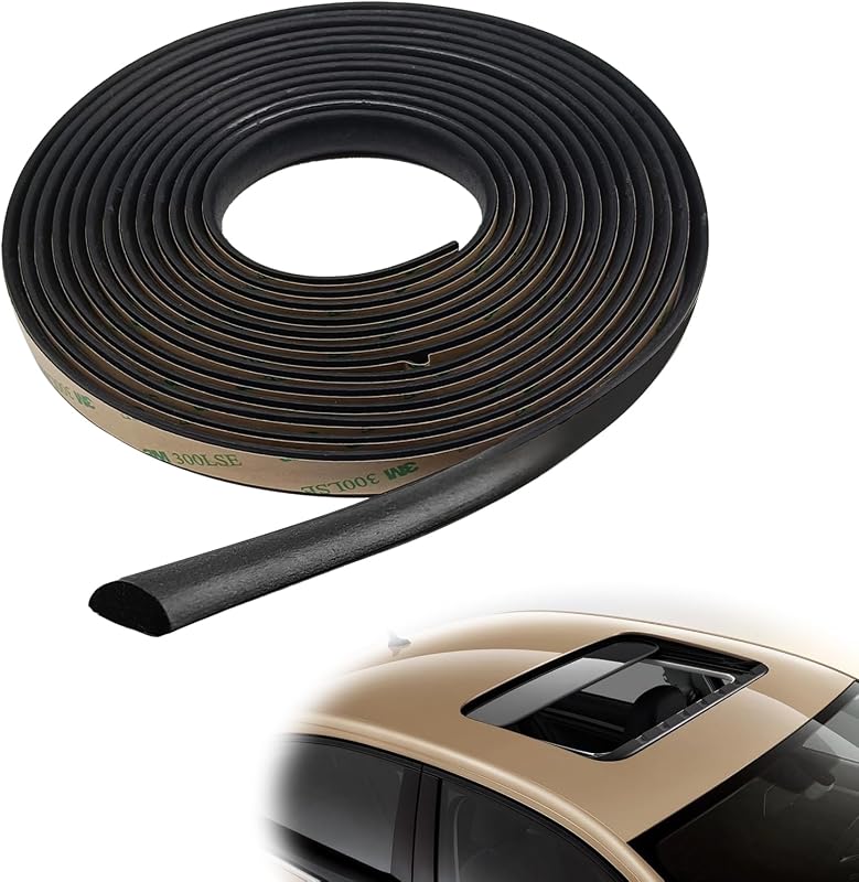Fita de vedação automotiva em borracha EPDM Pleoos para para-brisa, teto solar, janelas e portas – 5 m