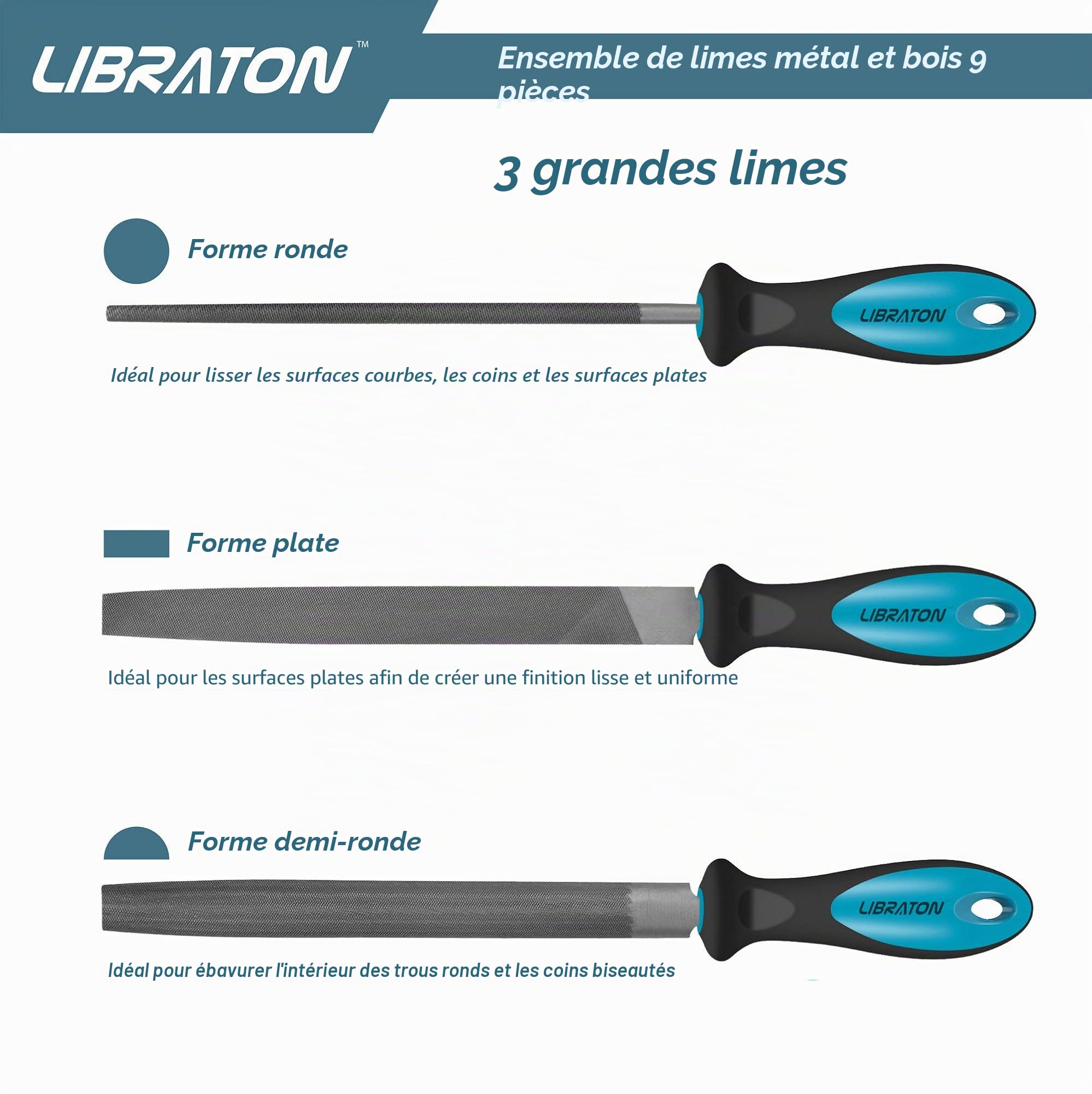 LIBRATON 9 Pièces Lime Métal, Limes à Aiguilles, Limes à Métaux