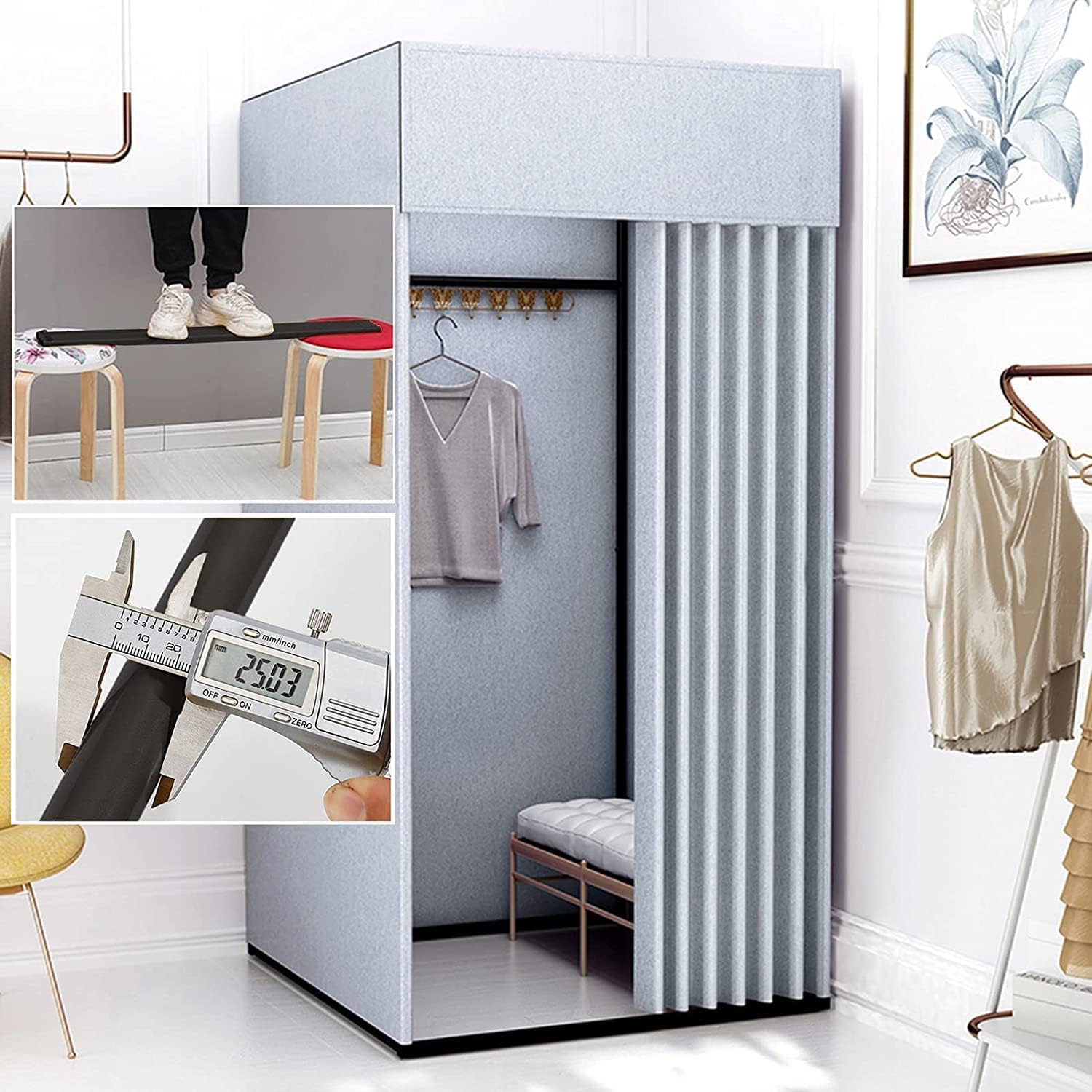 Fashion Changing Rooms Clothing Store Fitting Room Movable Dressing Room Easy to Assemble Temporary Locker Room Portable Merchant City Changing Room Bedroom Furniture