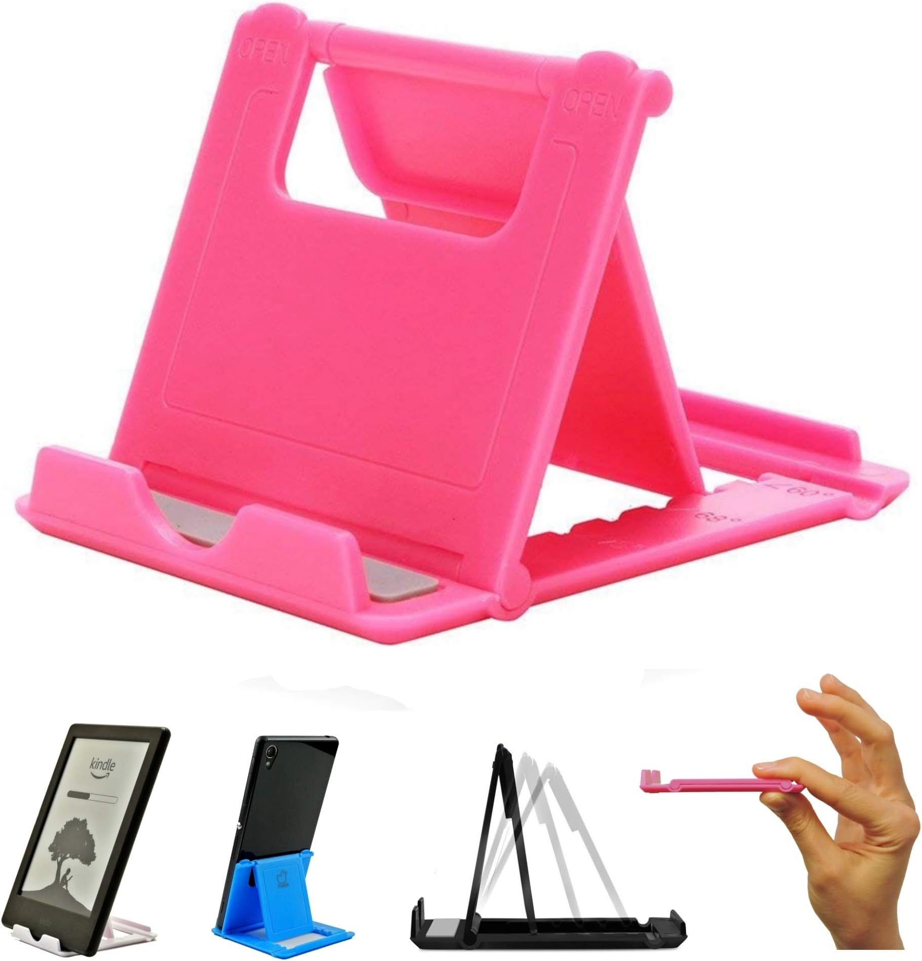 Phone Stand | Adjustable, Lightweight, Portable, Universal | for Mobile eReader eBook Tablet Office Home Kitchen & Travel (Pink)