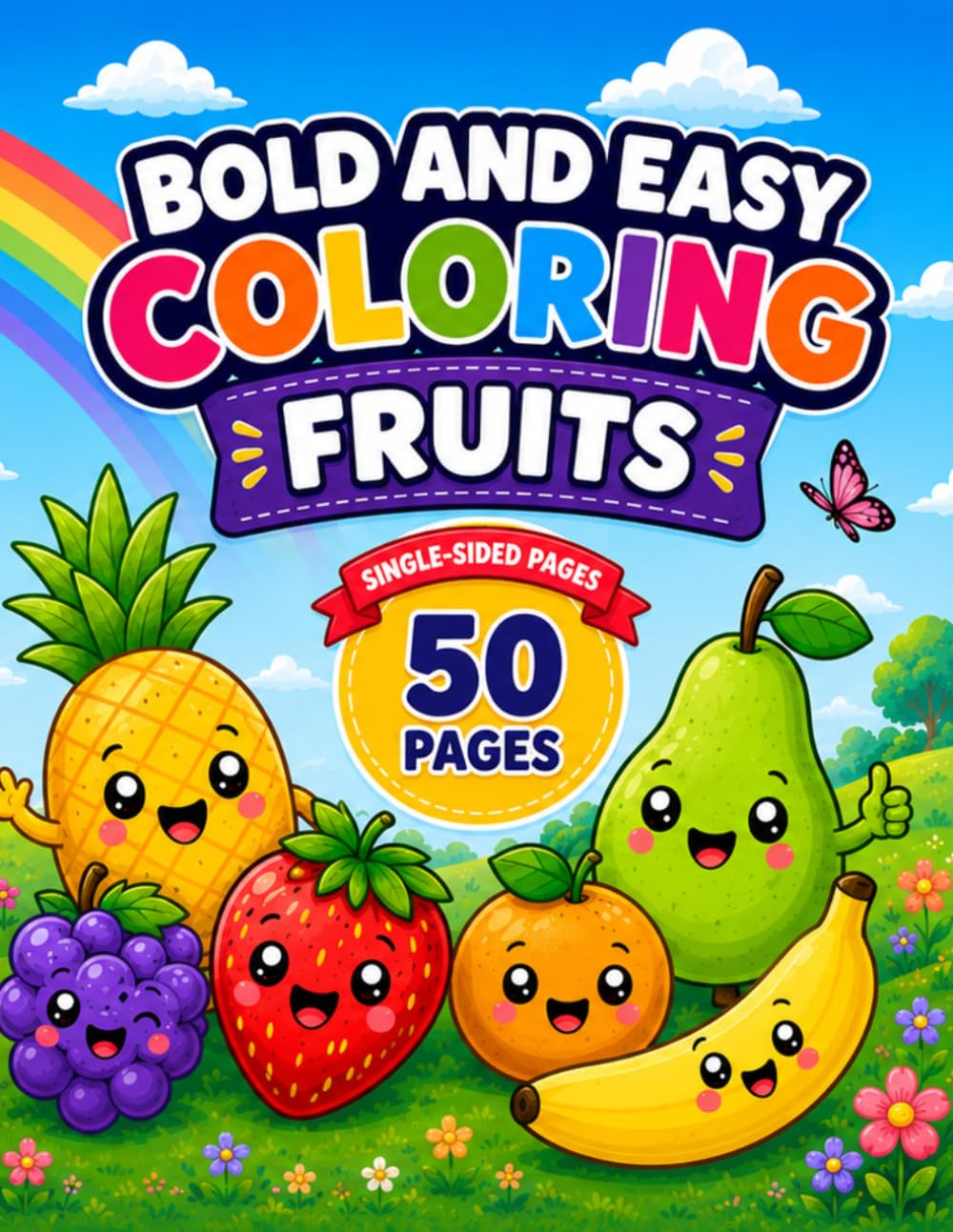 Bold and Easy Coloring Fruits: 50 Fun and Simple Fruit Coloring Pages