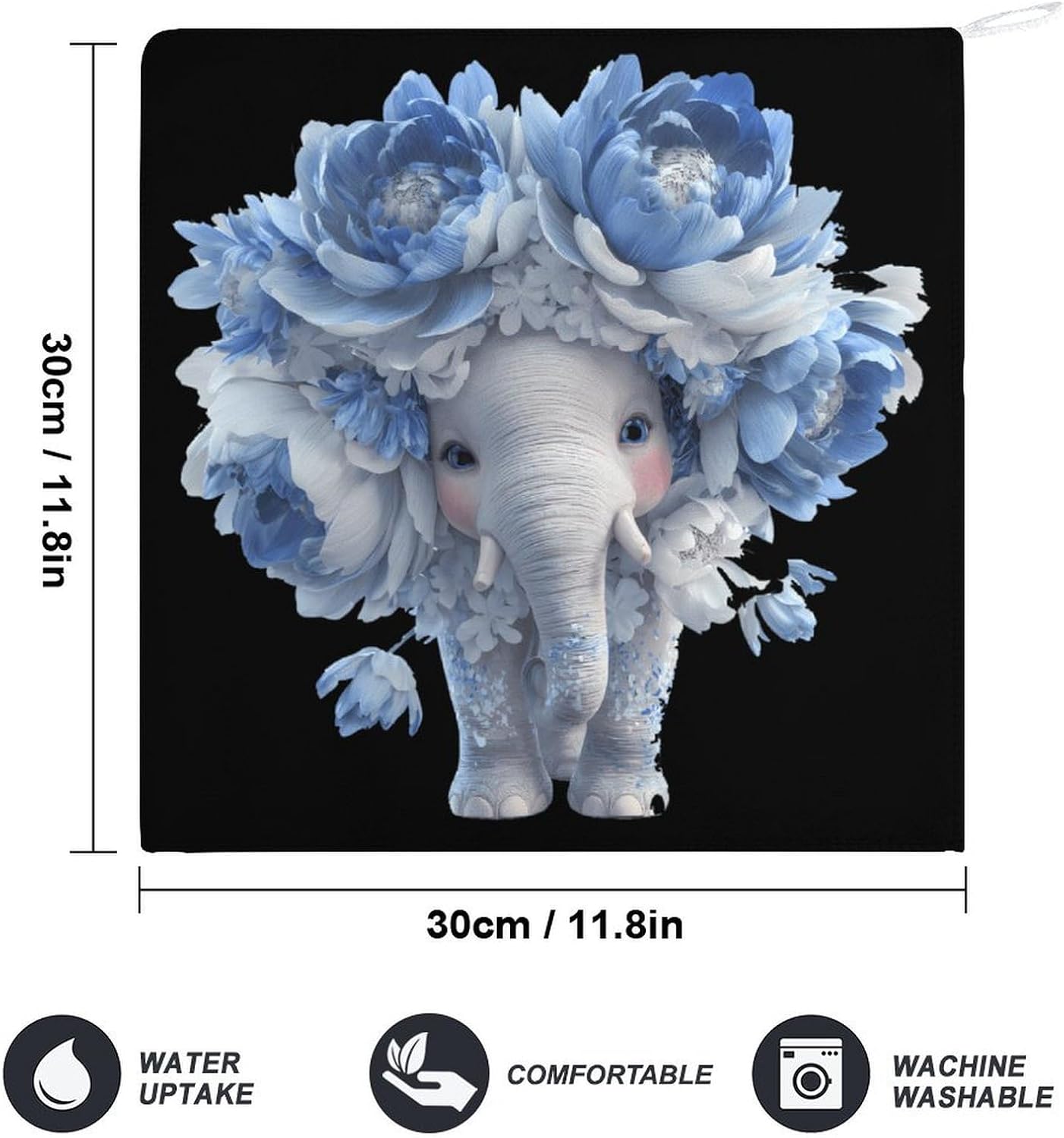 Flower Elephant Hand Towels for Bathroom Handkerchief | Absorbent,with Hanging Loop,Kitchen Towels,for Home Hotel,Soft