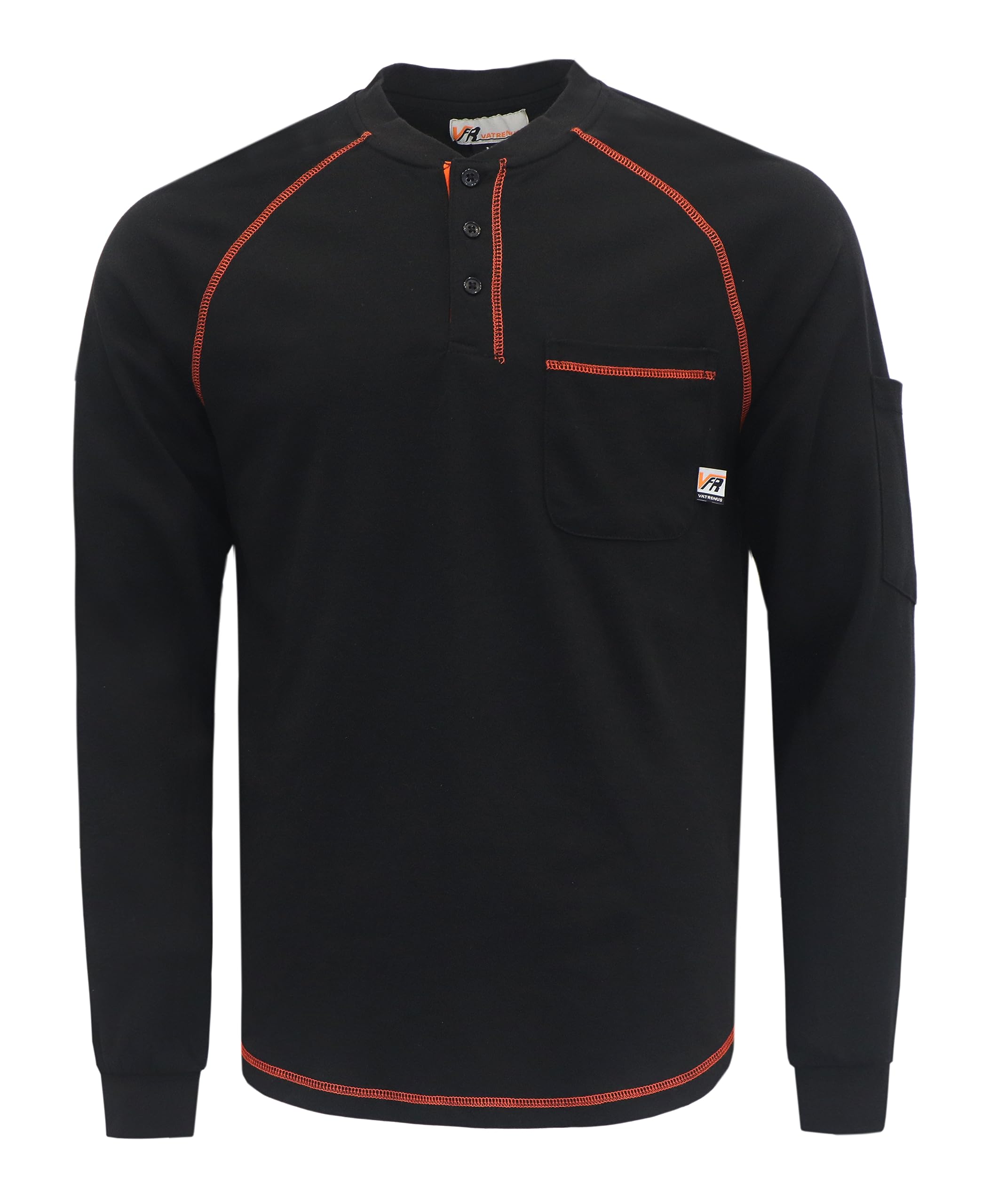 VATRENUSFR Shirts Henley 5.5oz 100% Cotton Flame Resistant Long Sleeve T-Shirts