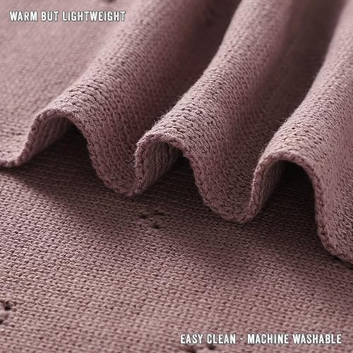 Miniatura 5 de Bleu La La Manta orgánica Pointelle para niñas, 100% algodón orgánico de lujo, tejido de algodón suave, cálida y acogedora, manta para cuna, para