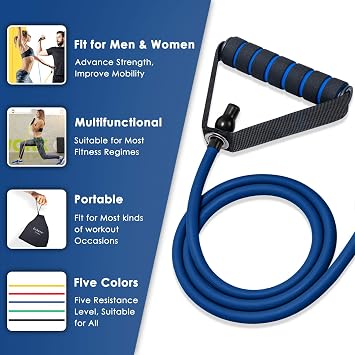 Cikyner Resistance Tube with Handles, Single Exercise Band with Carring Bag