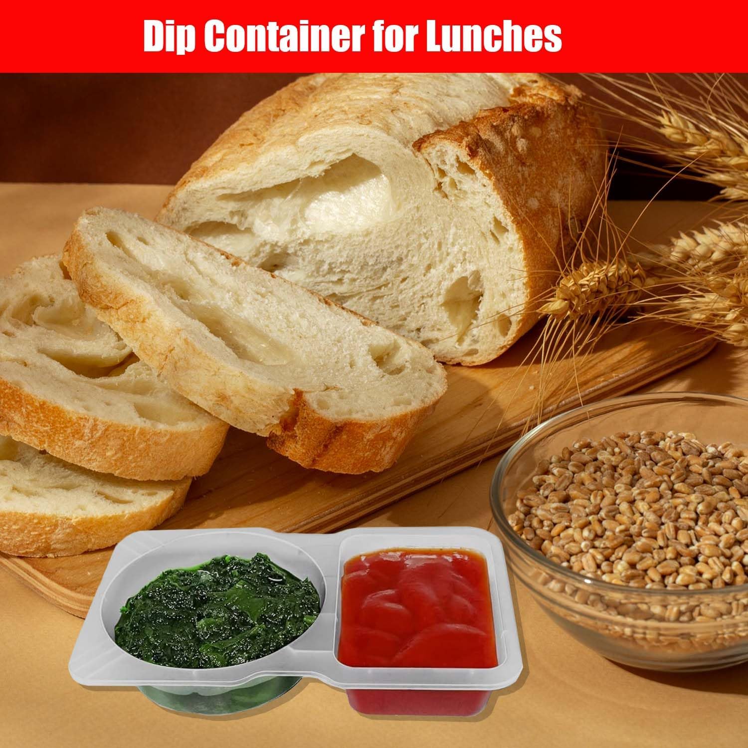 10 Pack Double Compartment Condiment Container with Lids, 2 Compartment Reusable Travel Snack Container, Small Sauce Containers Salad Dressing Cup Portion Cups Dip Containers