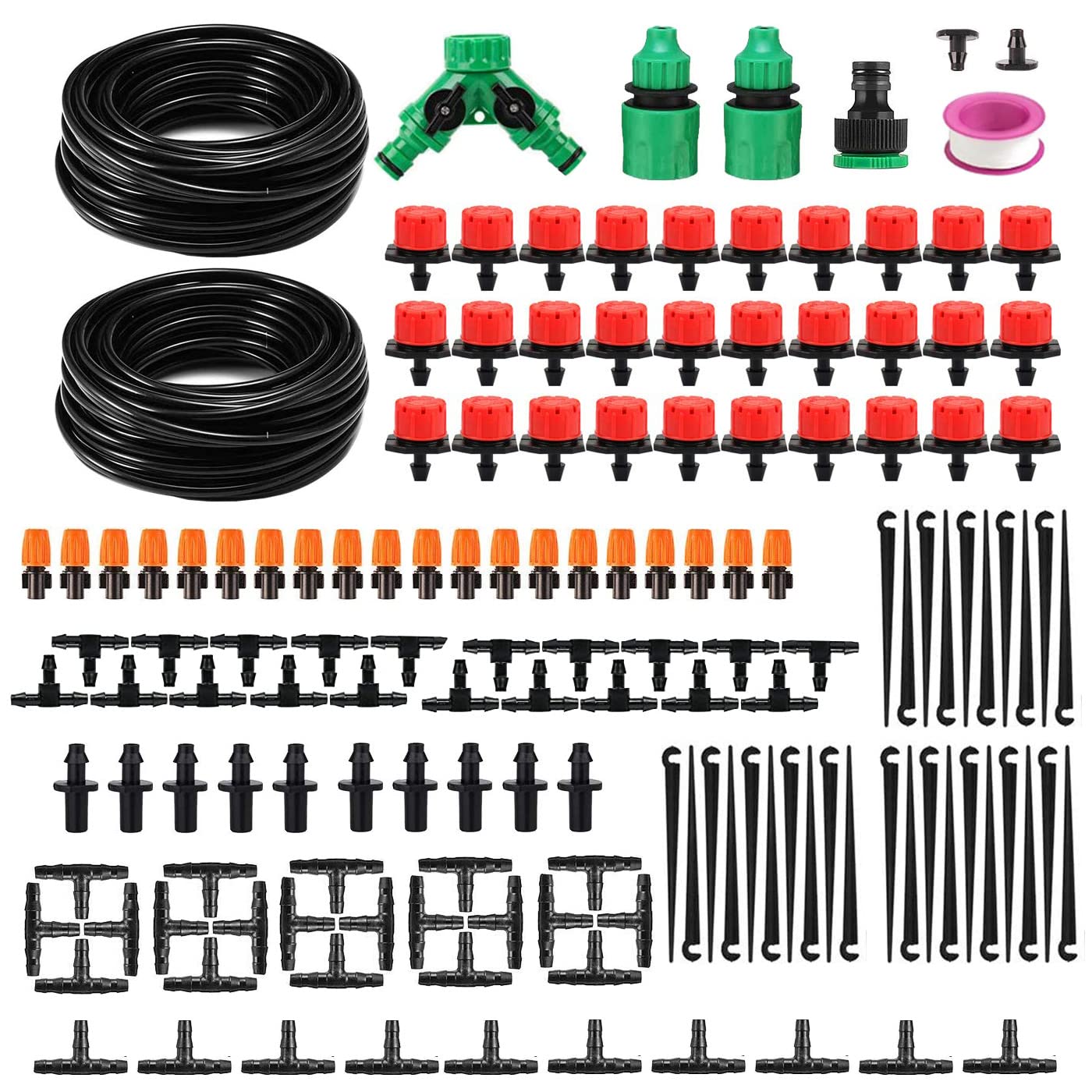 HUAZIZ Bewässerung Kit,15M *2PcsTropfbewässerung Garten Bewässerungssystem DIY Micro Drip System Automatische Sprinkler Micro Drip System Misting System für Tomaten Bewässerung Garten Zimmerpflanzen