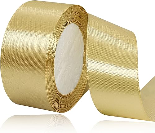 Miniatura 45 de Cinta de satén dorada de 3/4 pulgadas x 25 yardas, cinta de tela de color sólido para envolver regalos, manualidades, fabricación de lazos